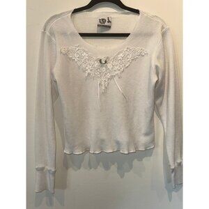 Earthquake White Waffle Y2K top